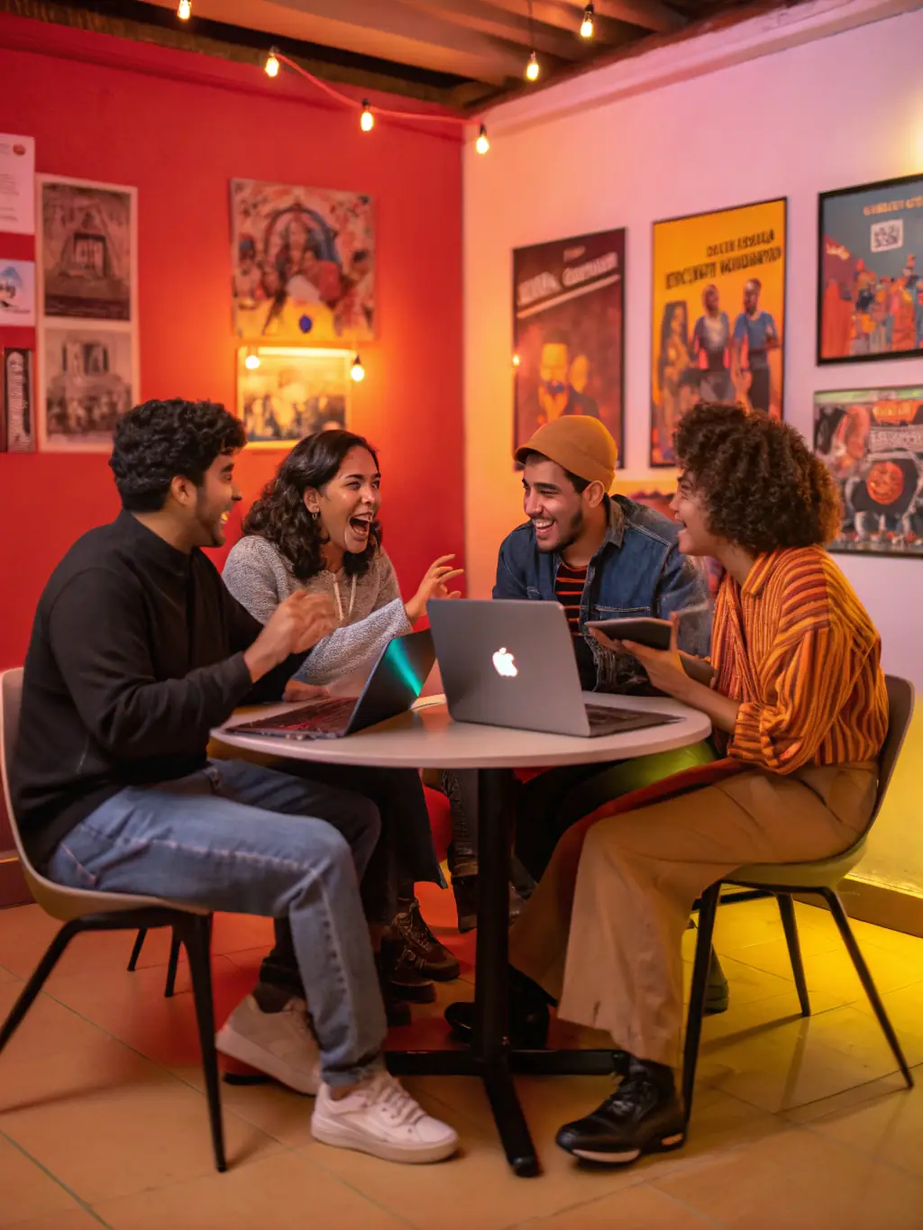 A diverse group of movie enthusiasts actively participating in a lively discussion forum on the Shenma Hao Kan dyw website, sharing their opinions and insights on a recently released film.